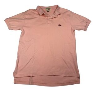 Perlis New Orleans Mens Pink Crawfish Logo Polo Shirt Combed Cotton Size M